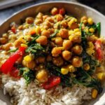 Chickpea curry rice bowl