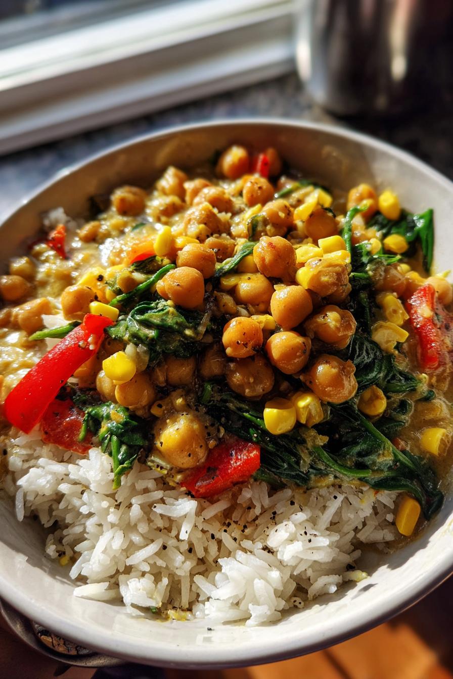 Chickpea curry rice bowl