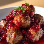 Christmas meatballs in cranberry sauce