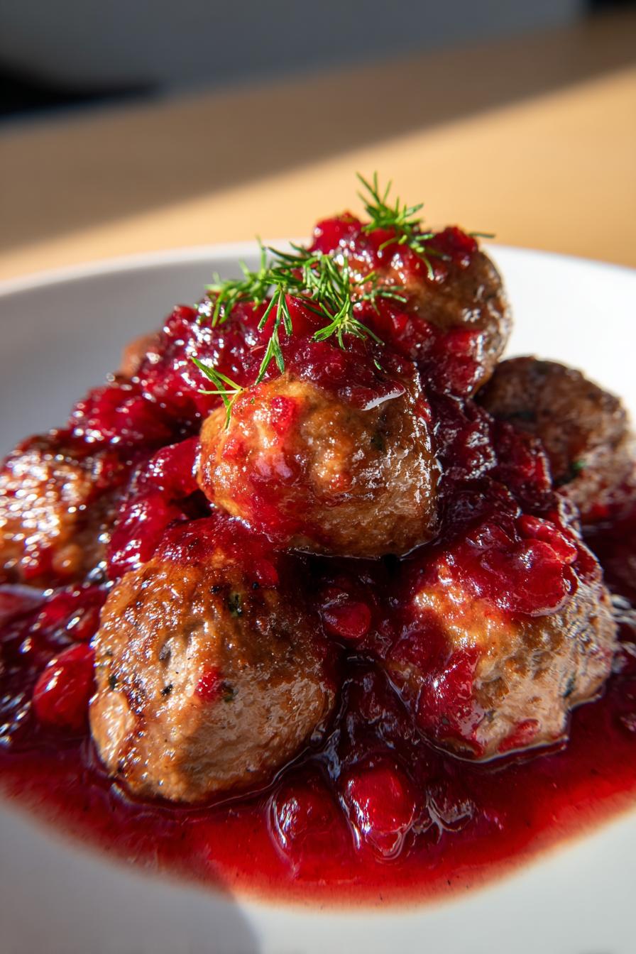 Christmas meatballs in cranberry sauce