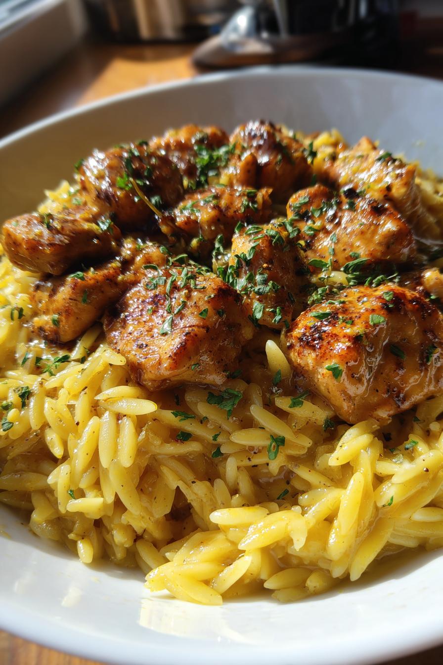 Creamy lemon chicken orzo