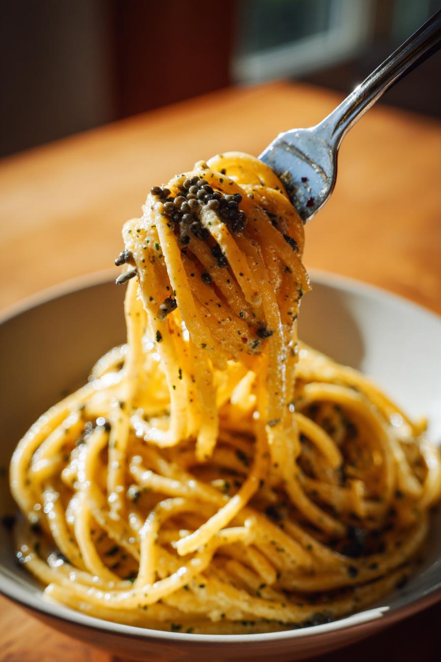 Pasta with Caviar Cream Sauce