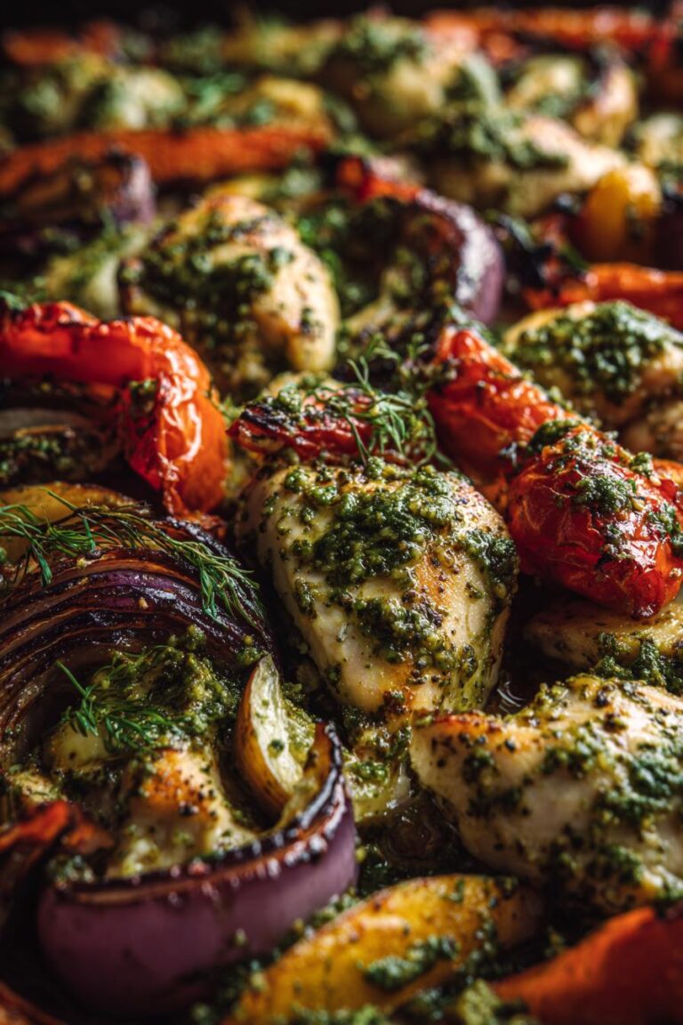 Sheet-pan pesto chicken