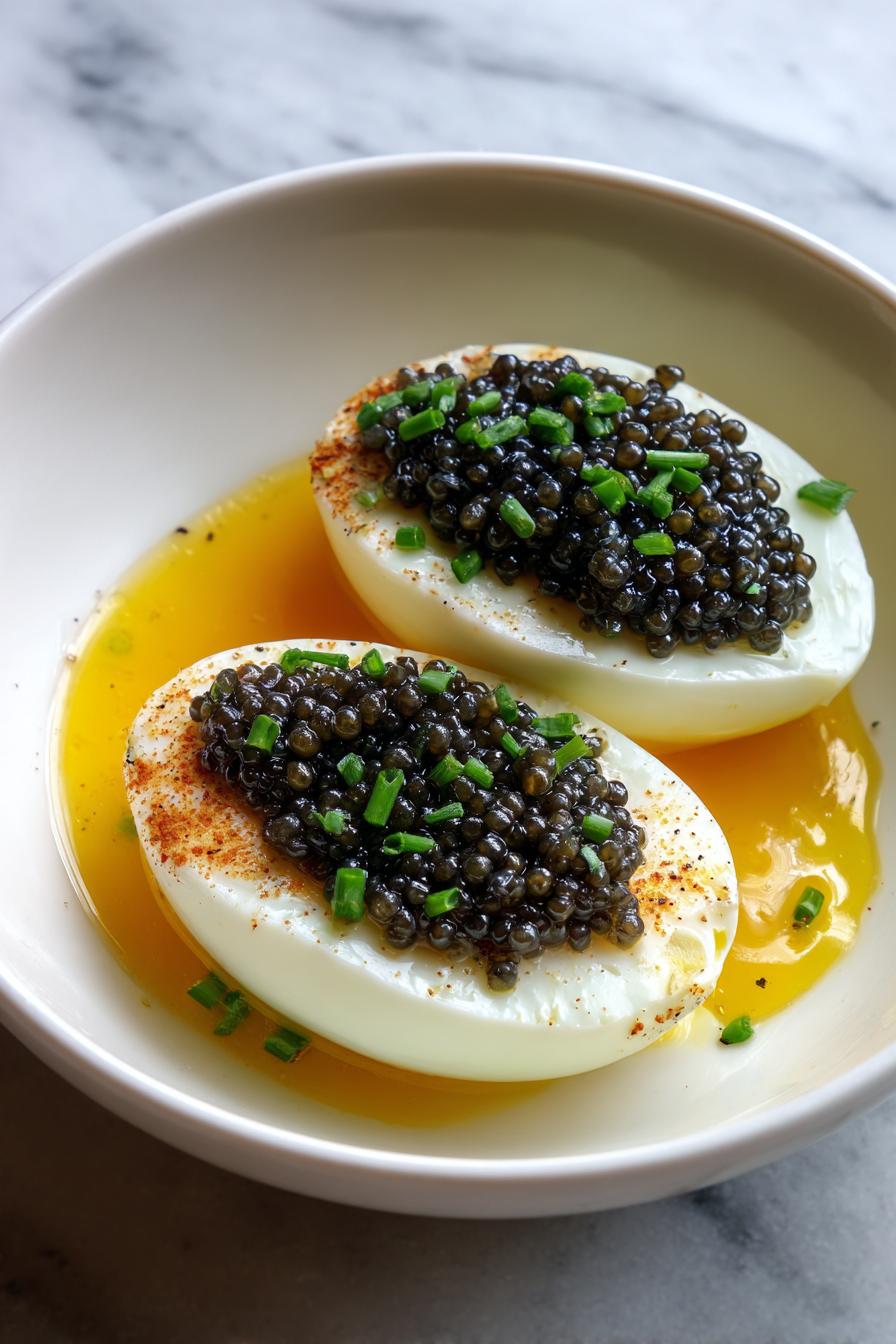 Soft Boiled Eggs with Caviar