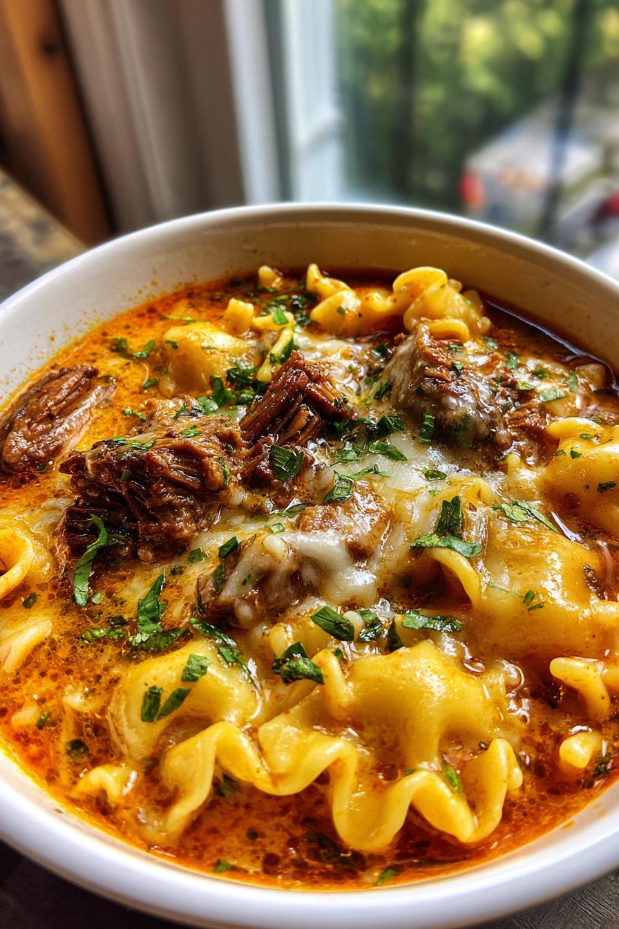 beef short rib lasagna soup