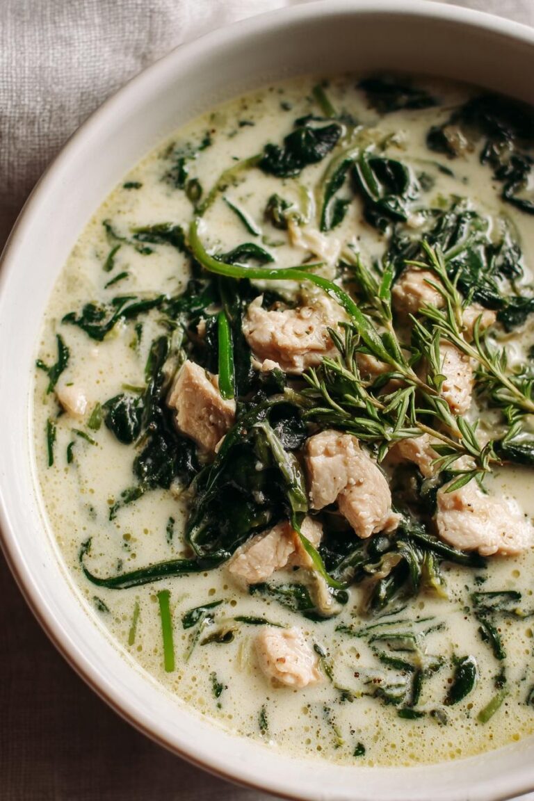 creamy spinach chicken broth soup keto