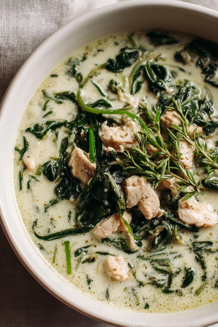 creamy spinach chicken broth soup keto