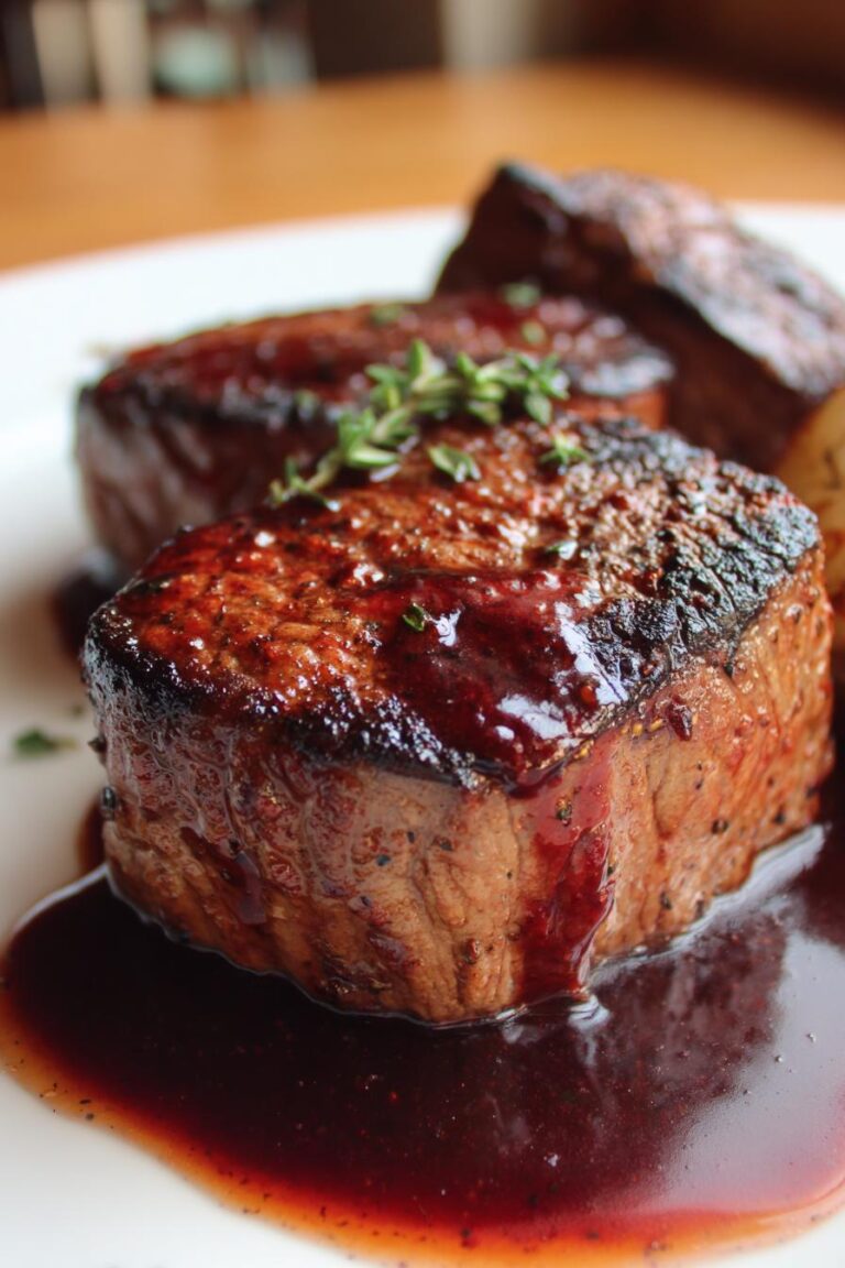 filet mignon with red wine sauce