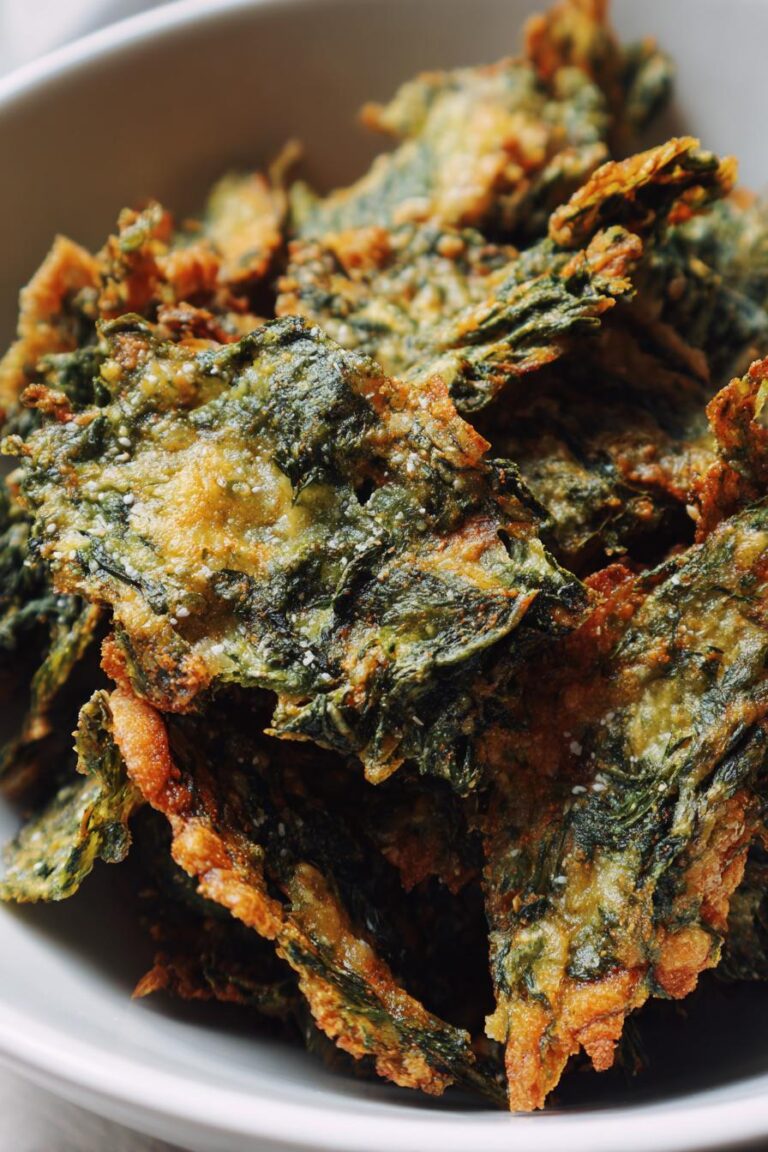 keto roasted spinach parmesan chips