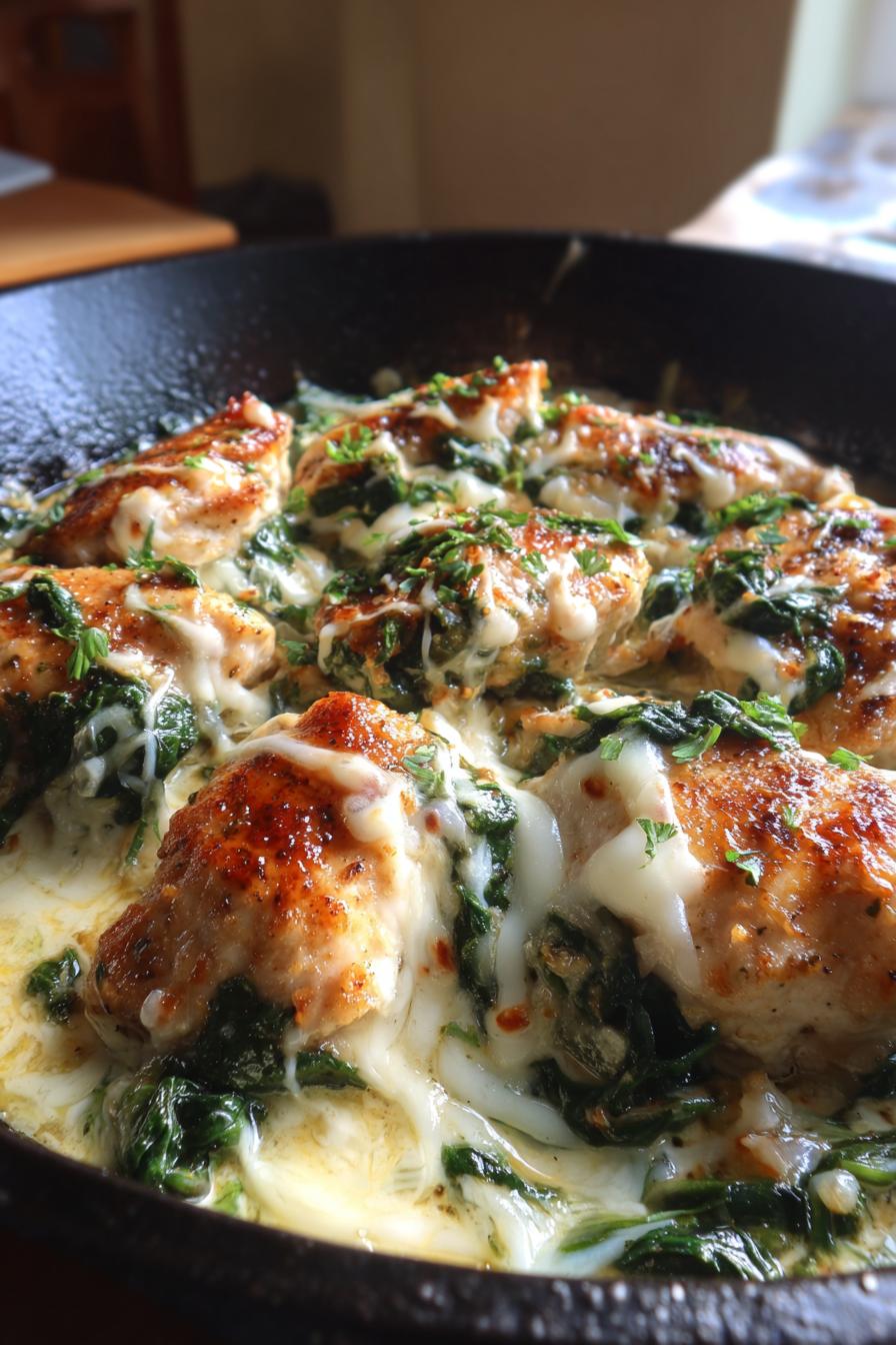 keto spinach mozzarella chicken skillet