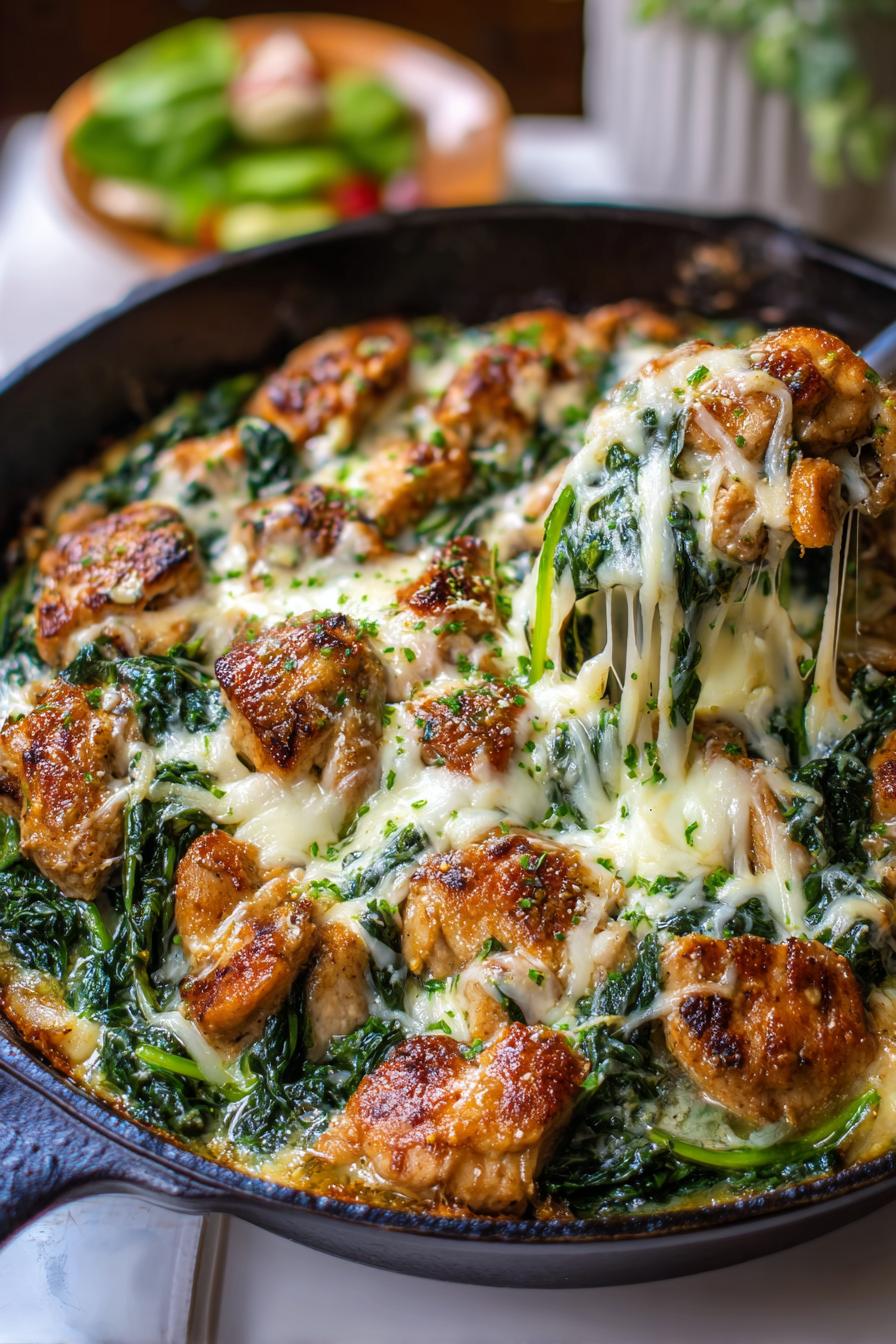 keto spinach mozzarella chicken skillet