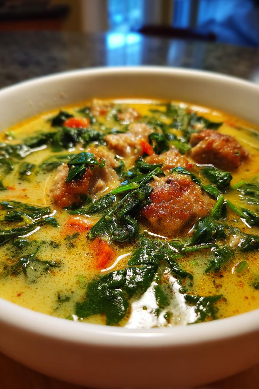 keto spinach sausage soup