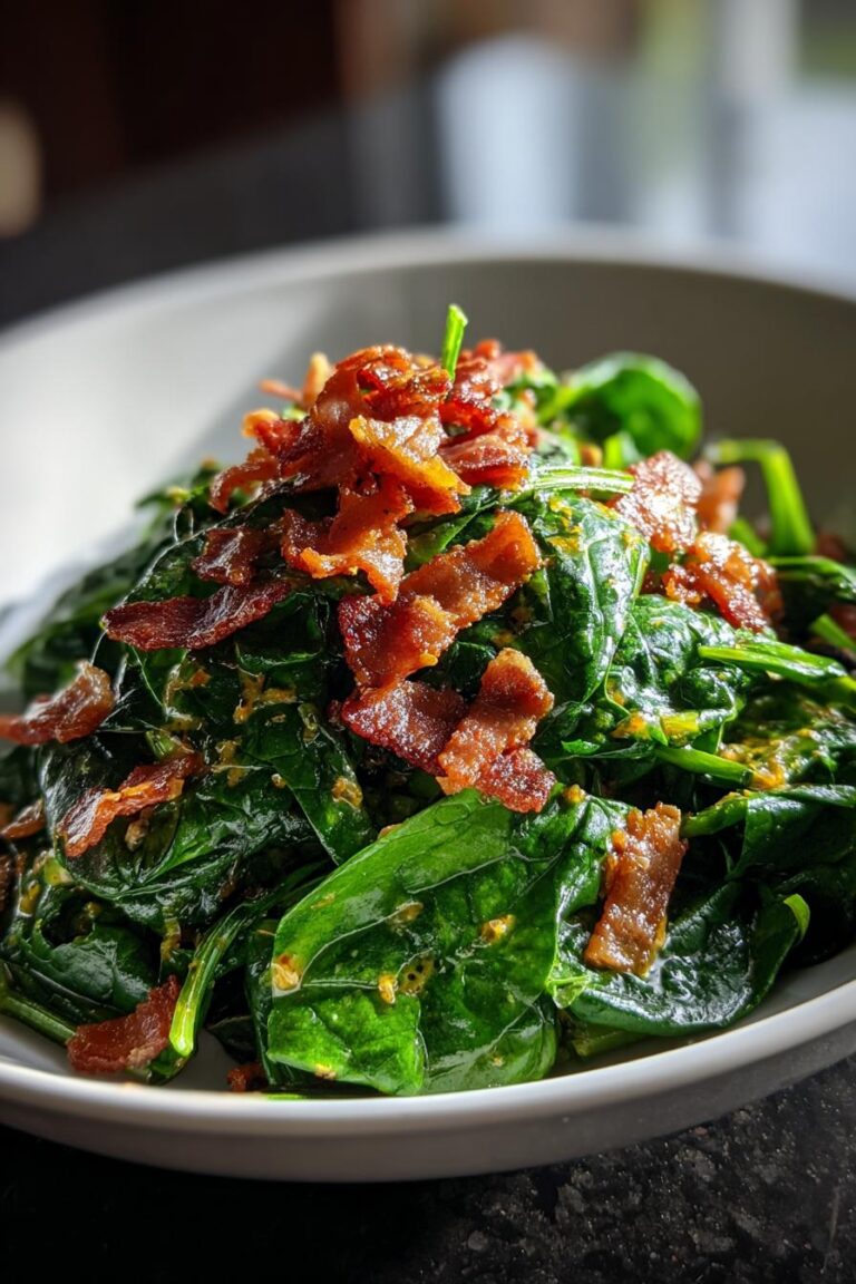 keto warm spinach bacon salad
