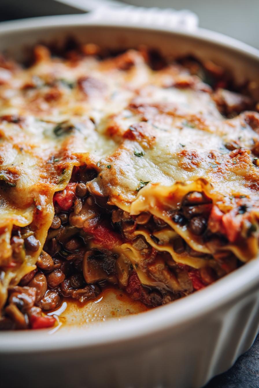 lentil mushroom lasagna soup