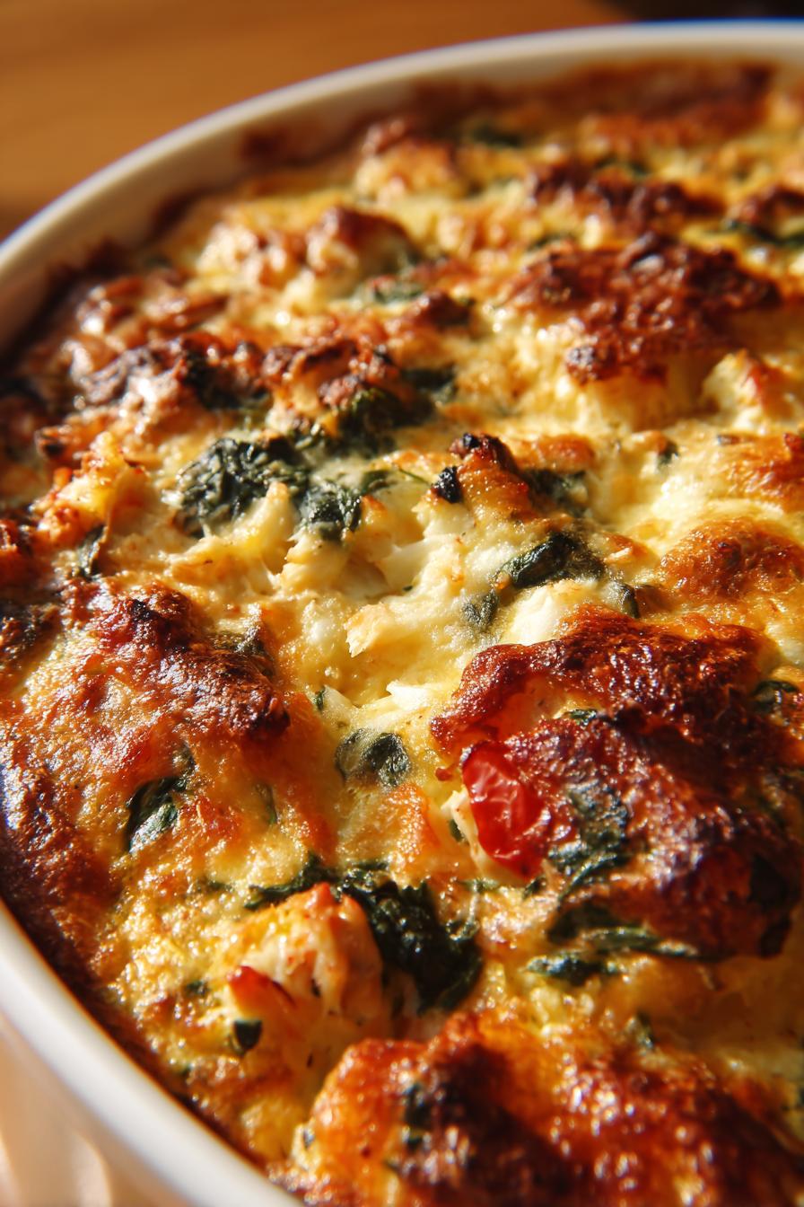 low carb spinach crab bake