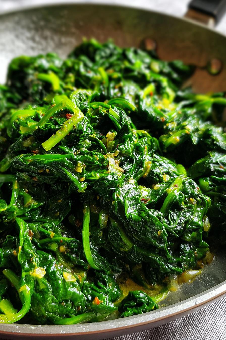 low carb spinach garlic butter skillet