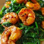 low carb spinach shrimp skillet