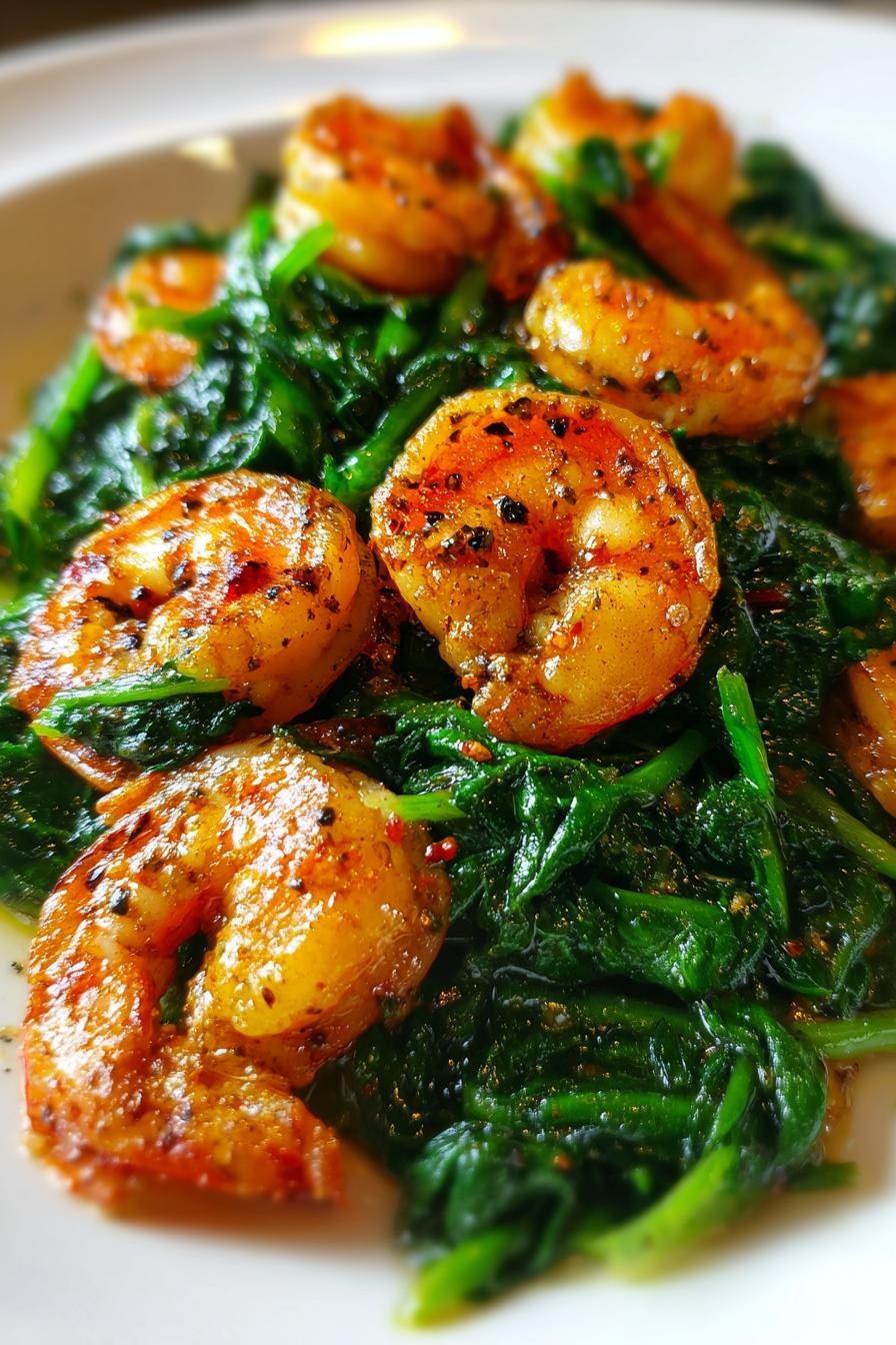 low carb spinach shrimp skillet