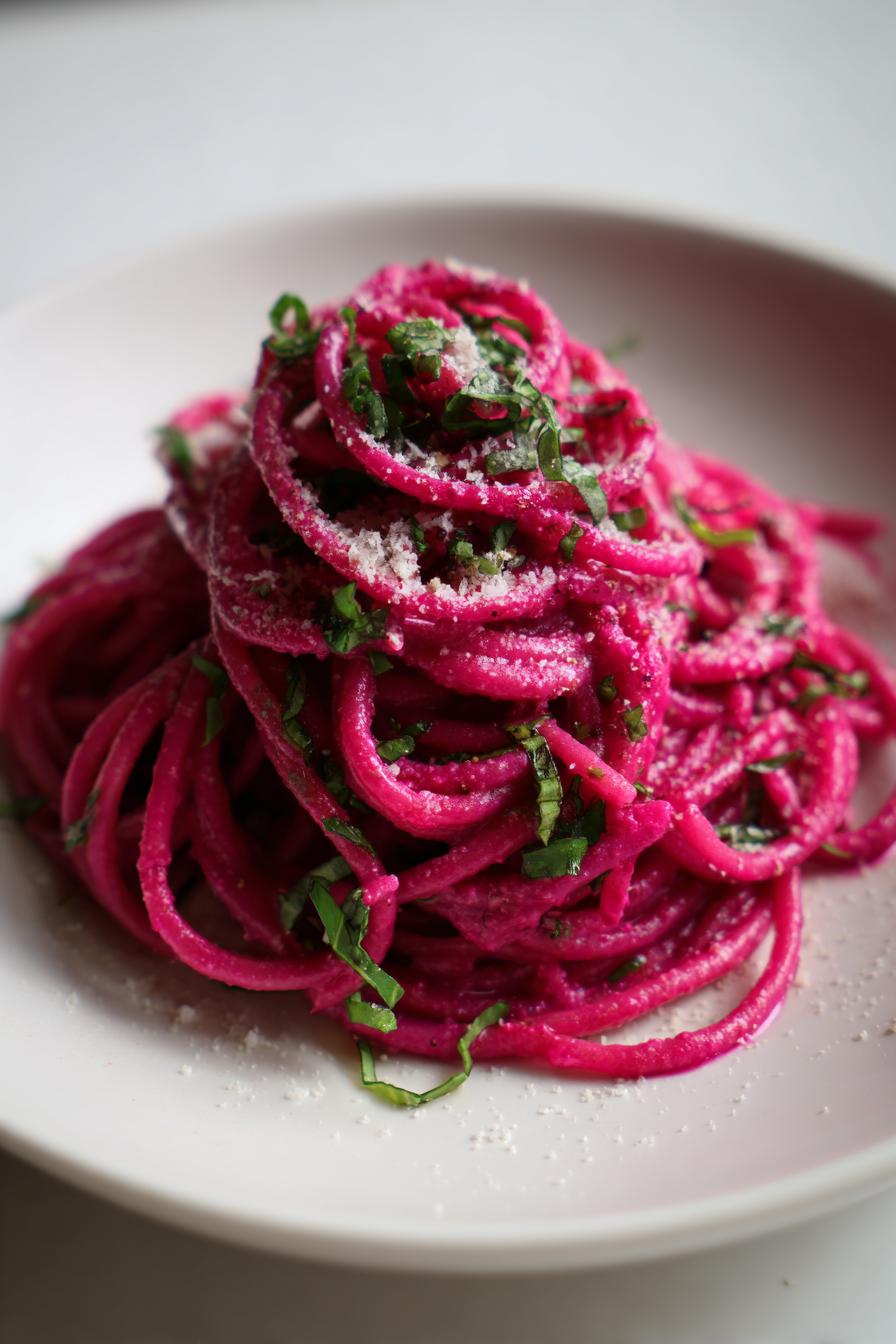 pink beet pasta valentines
