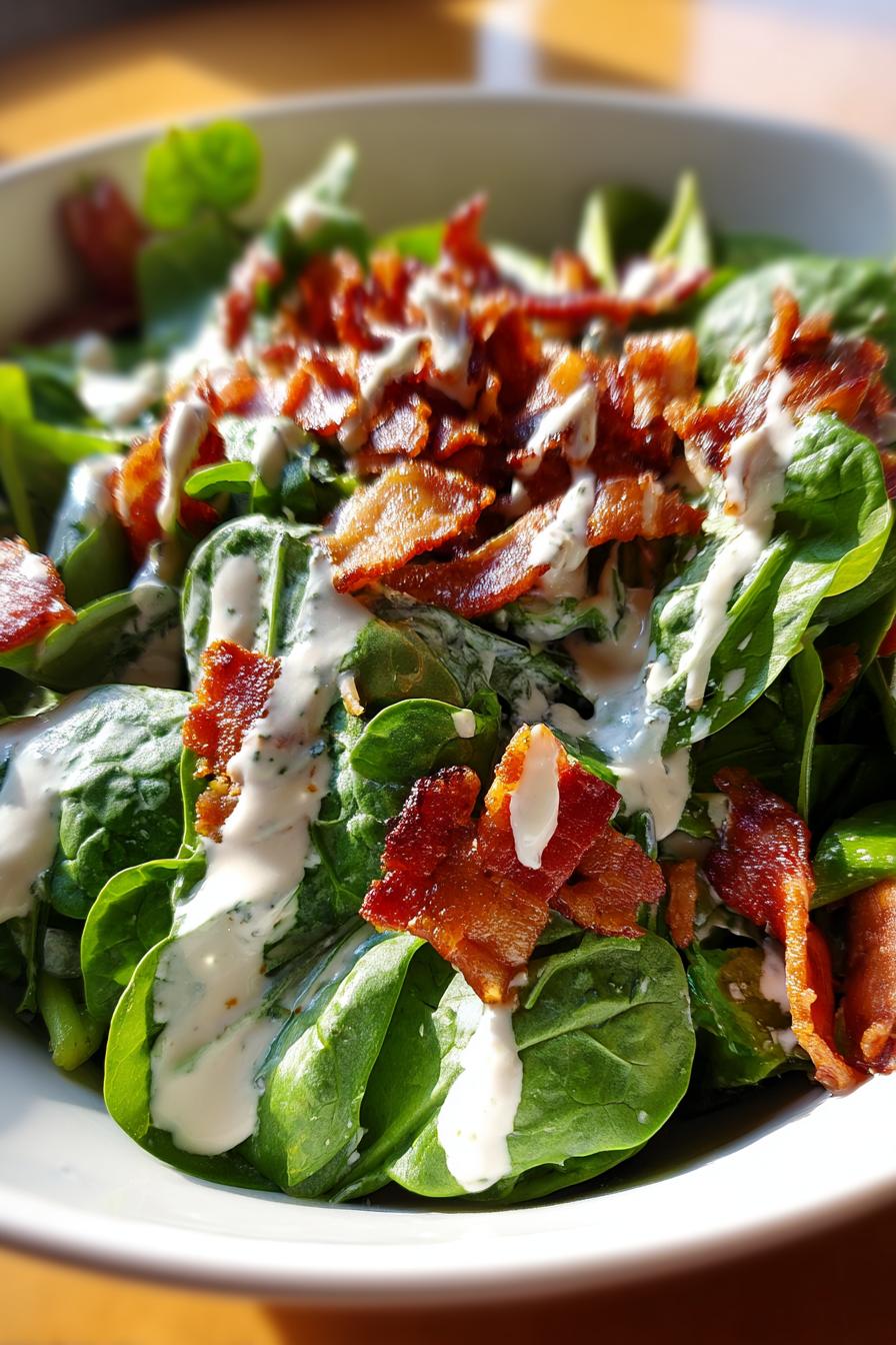 spinach bacon ranch keto salad