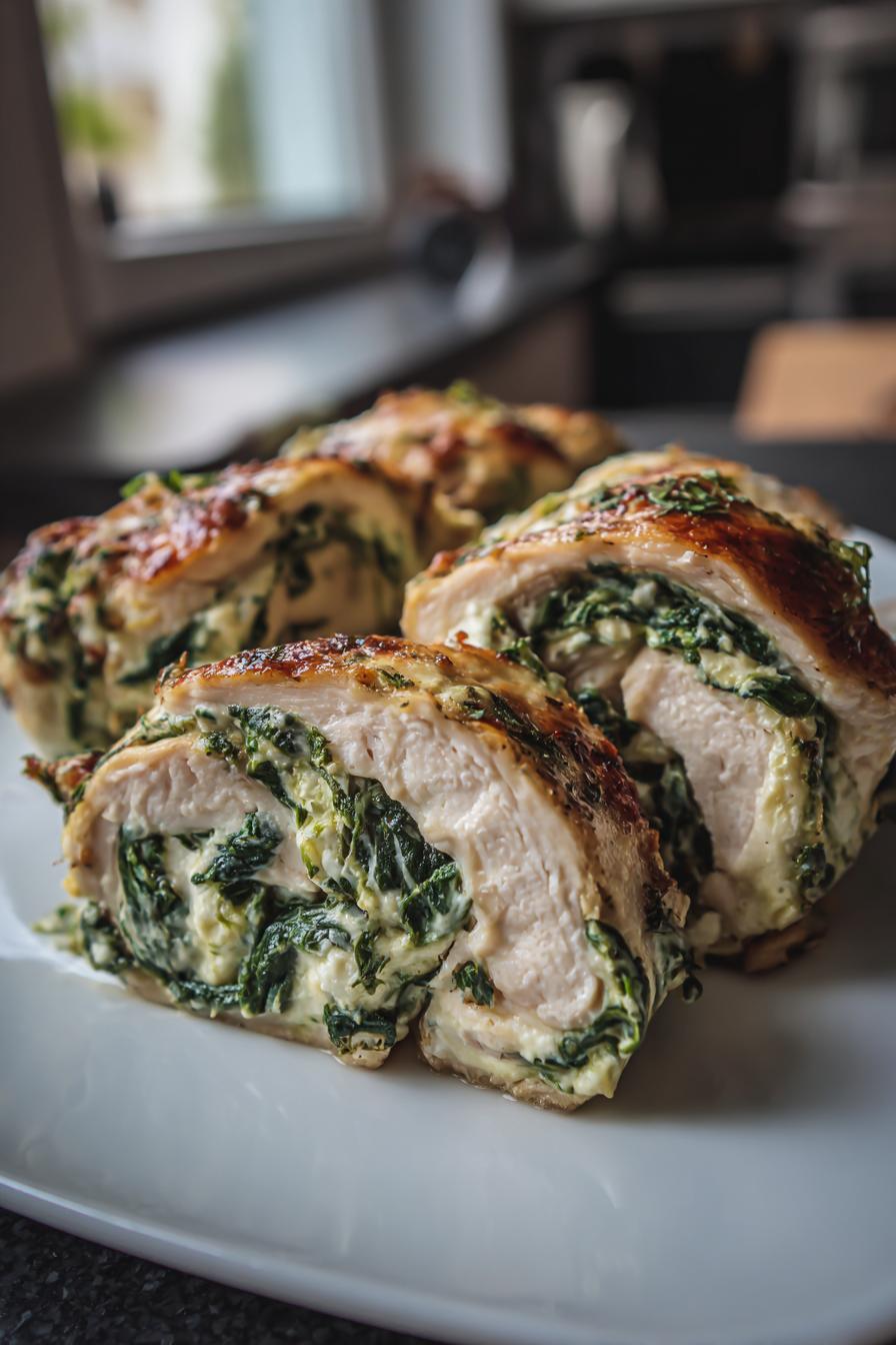 spinach cream cheese chicken roll-ups keto