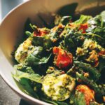 spinach pesto keto bowl
