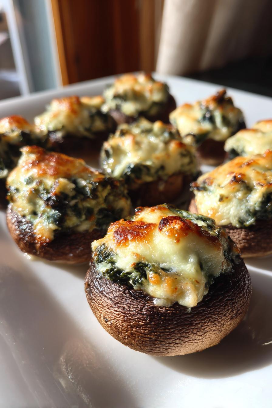 spinach ricotta stuffed mushrooms keto