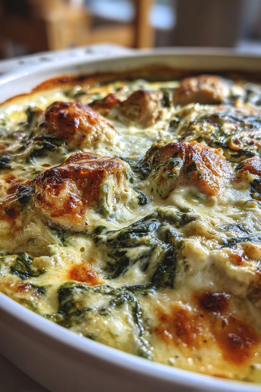 sugar-free spinach alfredo chicken bake