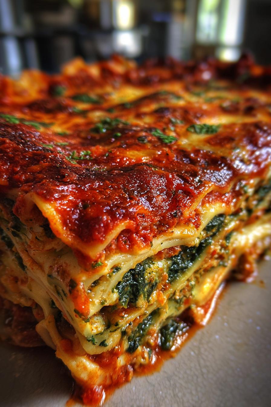 sugar free spinach lasagna (zoodle or cheese sheets)