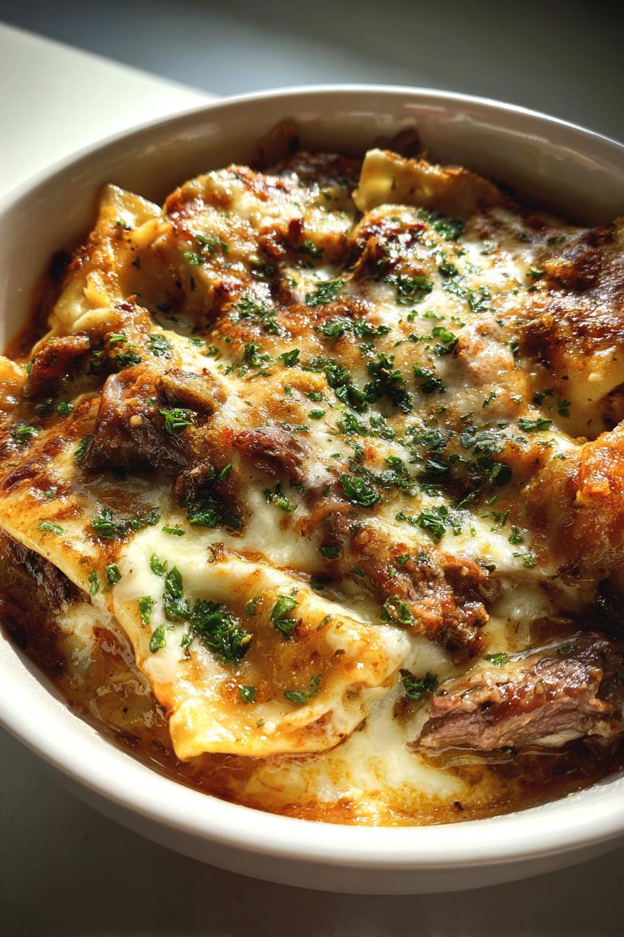 wagyu beef lasagna soup