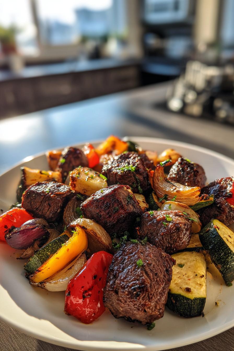 Air Fryer Steak and Veggie Bites