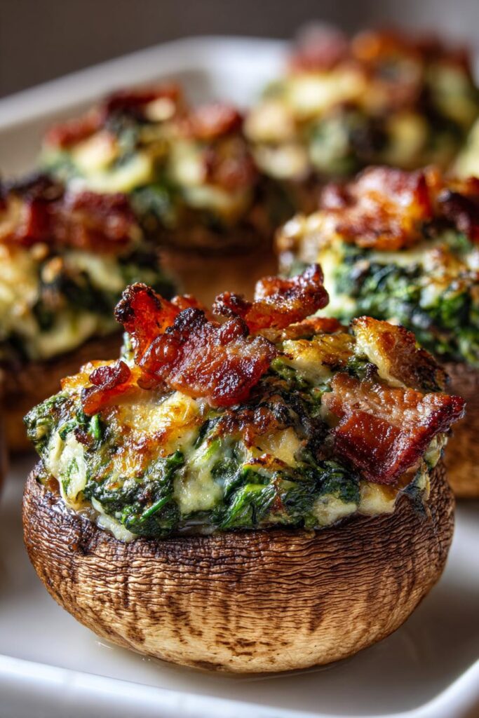 Bacon Spinach Stuffed Mushrooms