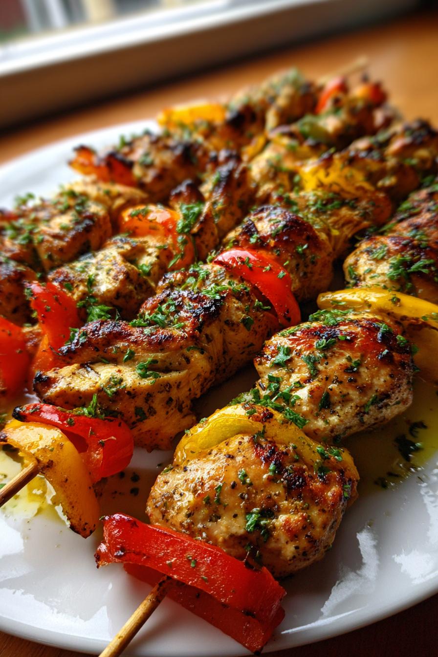 Grilled chicken souvlaki