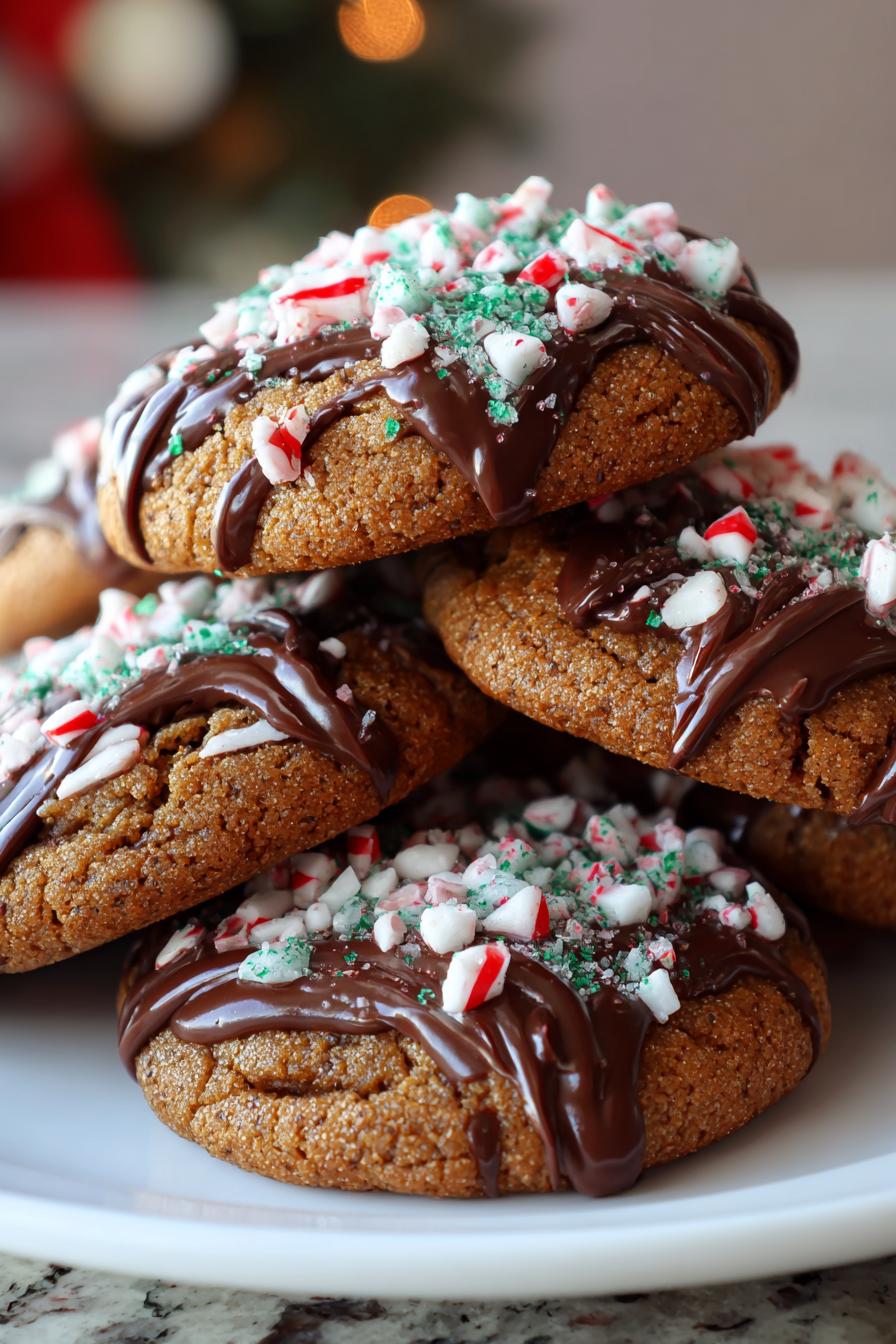 Peanut Butter Chocolate Peppermint Cookies