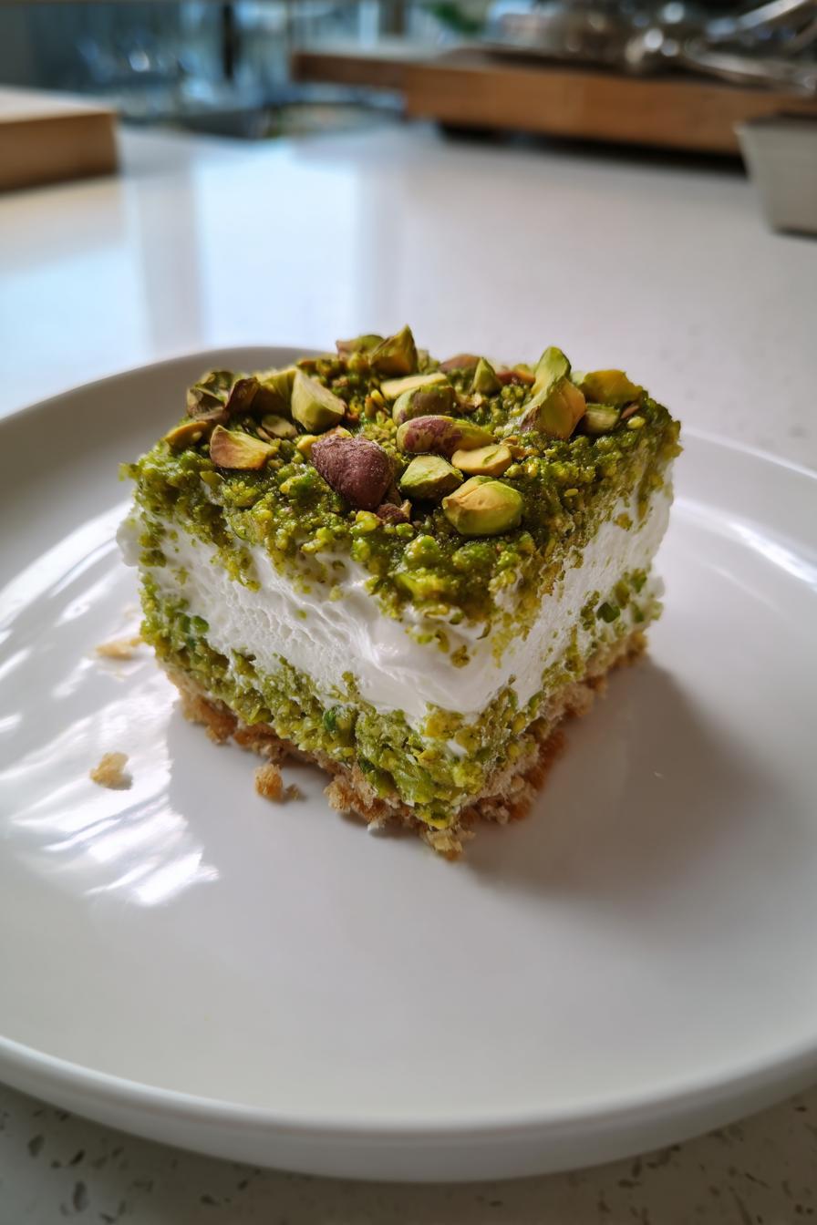 Pistachio Crumble with White Chocolate Air