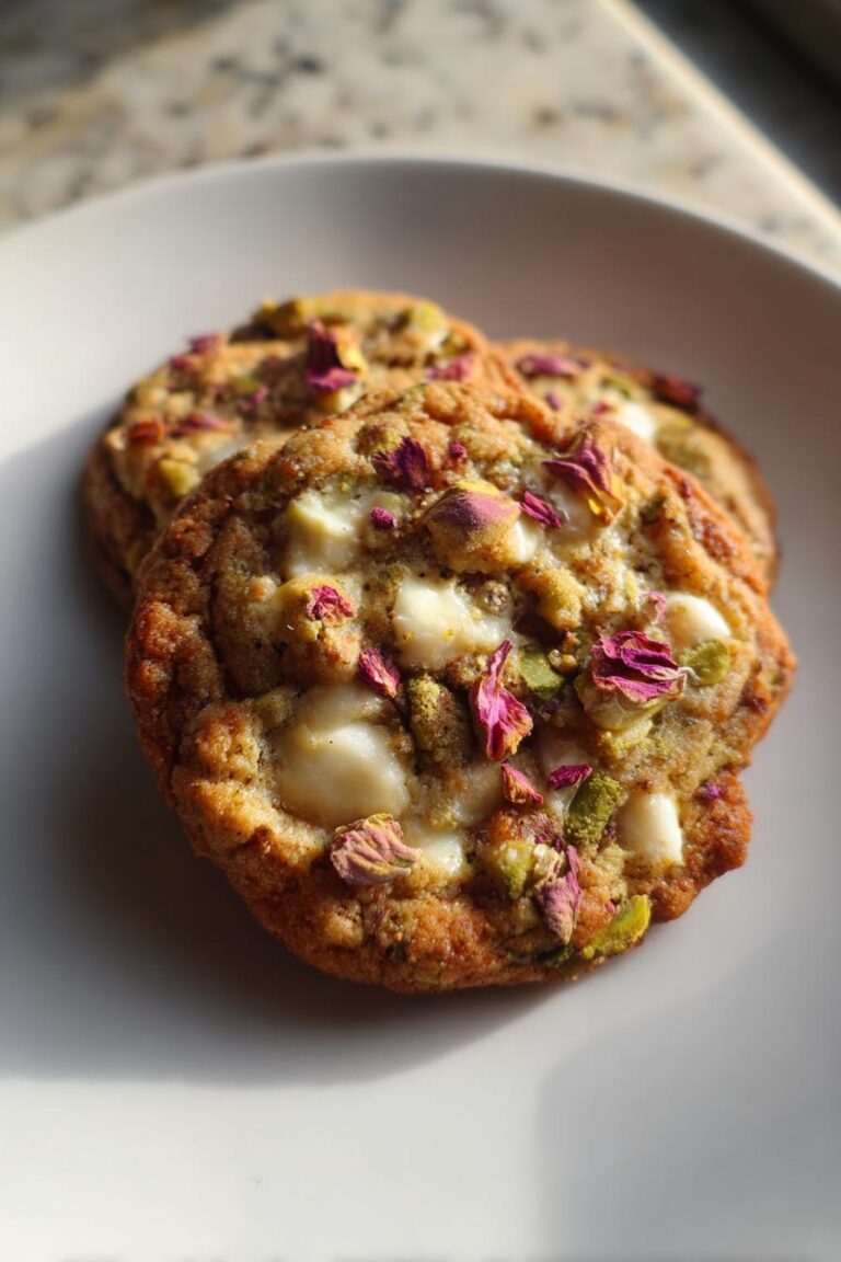 Pistachio Rose White Chocolate Cookies