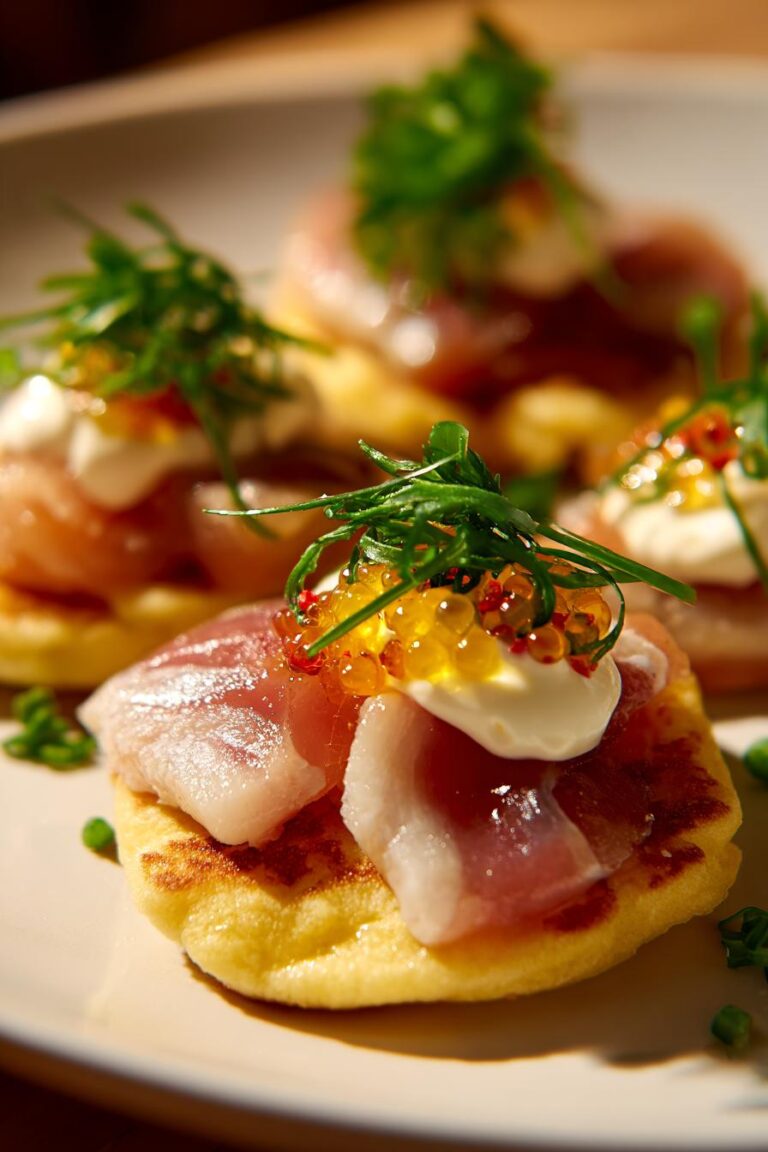 Siberian Sturgeon Blinis with Yuzu Cream