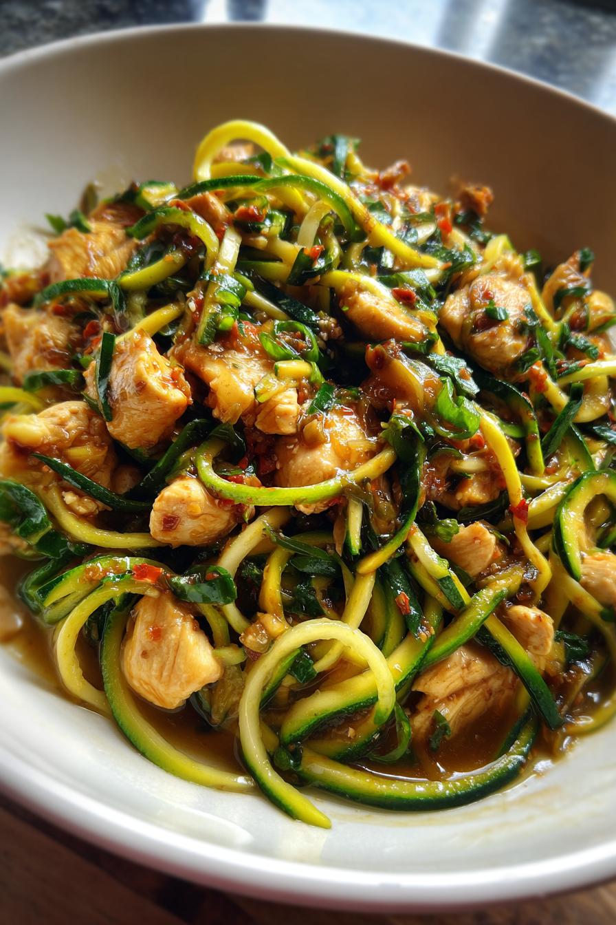 Zucchini Noodle Chicken Bowl