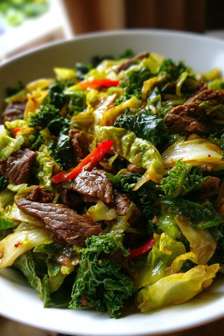 Beef and Cabbage Stir Fry Skillet