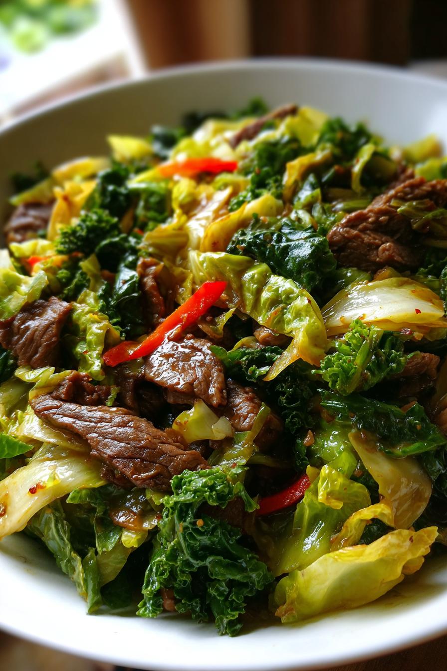 Beef and Cabbage Stir Fry Skillet