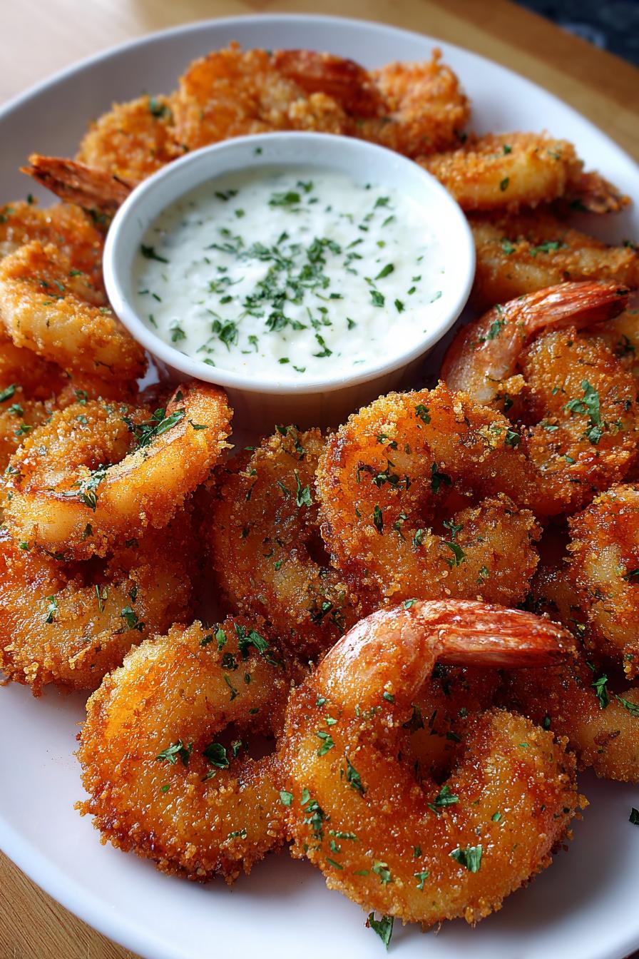 Crispy Air Fryer Shrimp with Garlic Dip