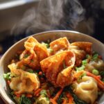 Egg Roll in a Bowl with Crispy Wontons