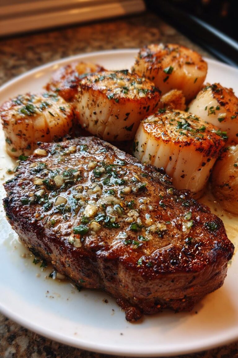Garlic Butter Steak and Scallops