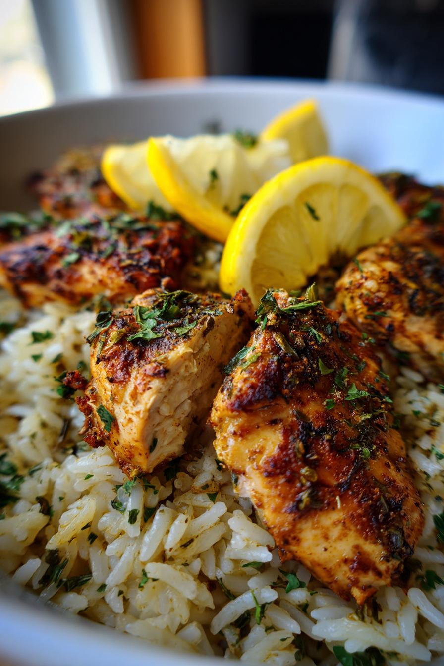 Greek Lemon Chicken and Rice Bowls