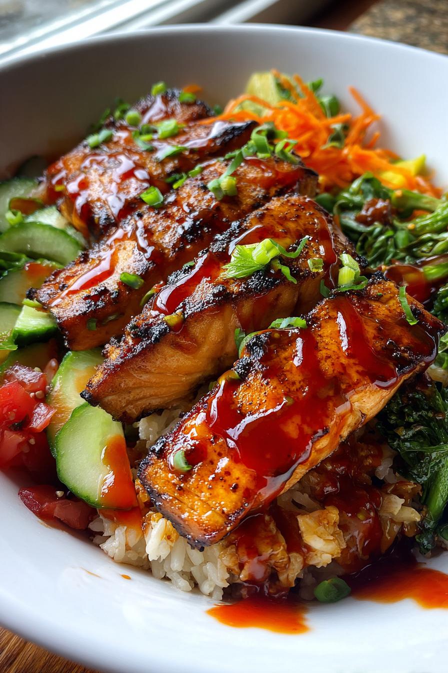 Honey Sriracha Glazed Salmon Bowls