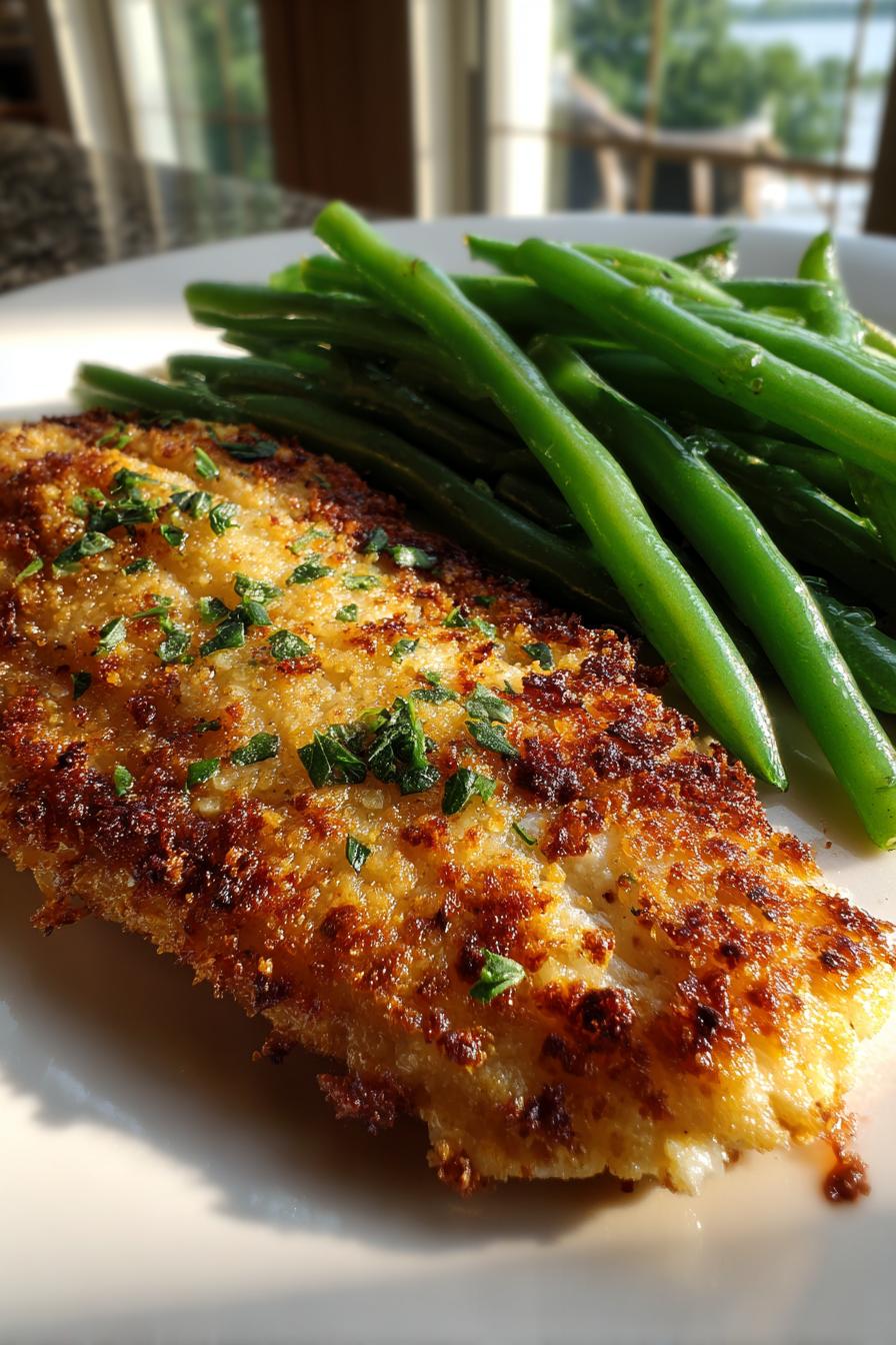 Parmesan Crusted Tilapia and Green Beans