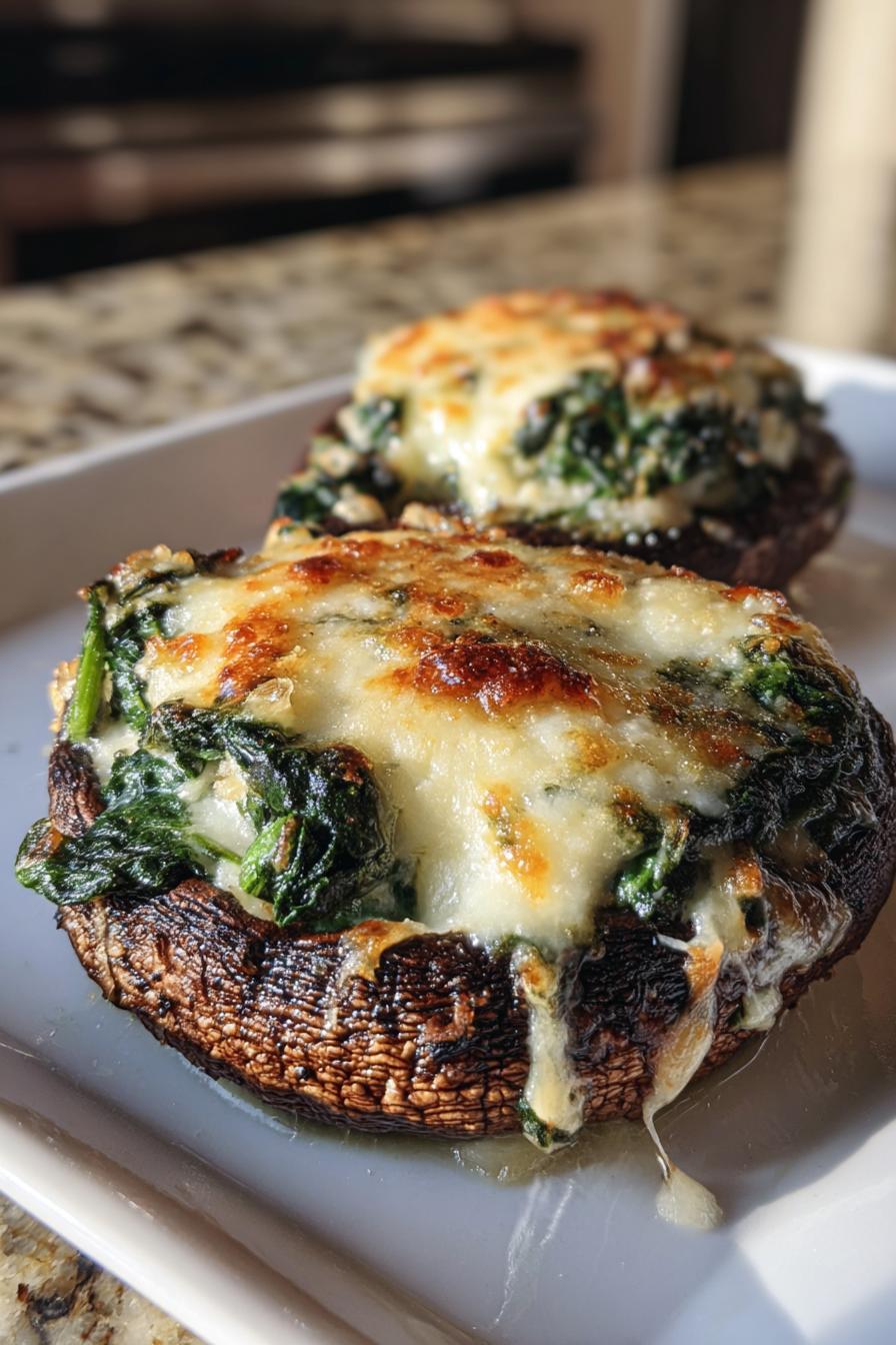 Spinach and Cheese Stuffed Portobello Mushrooms
