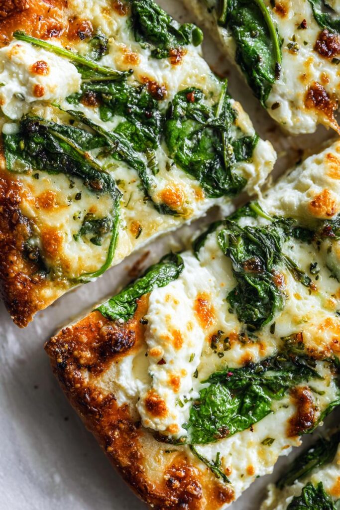 Spinach and Ricotta White Pizza Flatbread