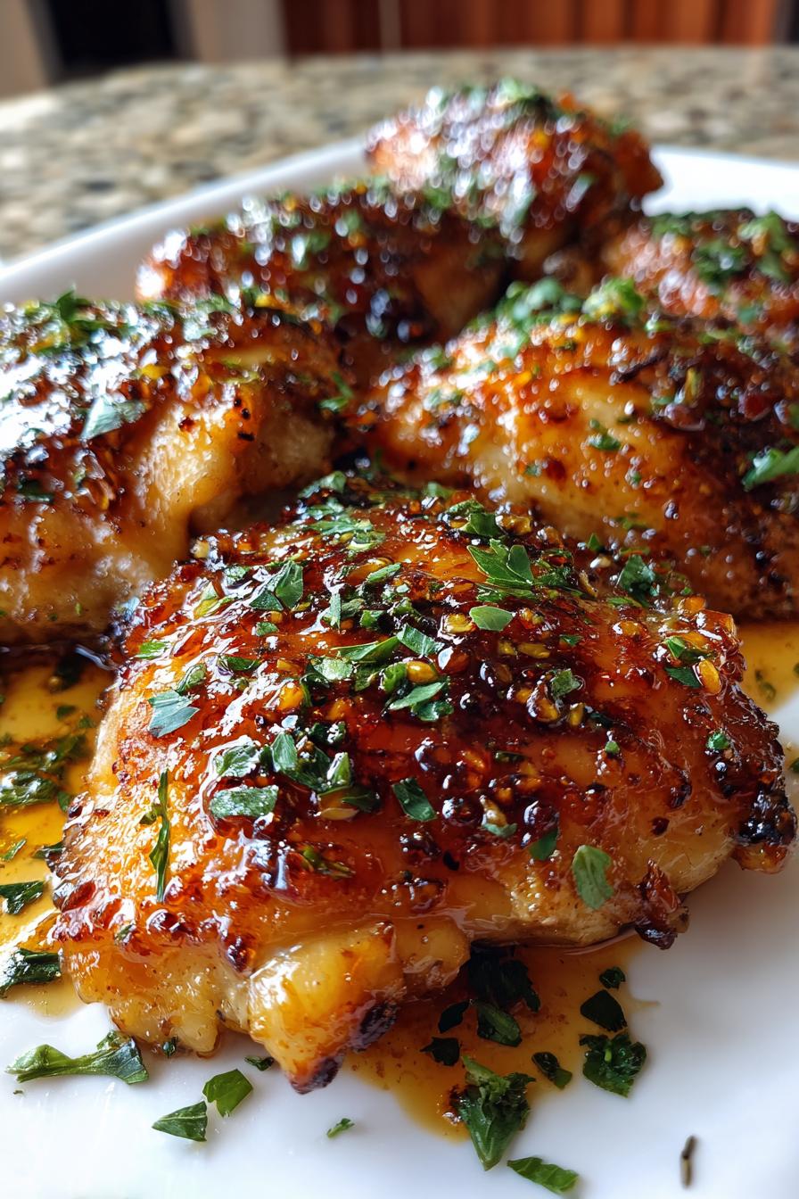 Sticky Honey Garlic Chicken Thighs