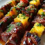 Sweet and Spicy Pineapple Beef Skewers